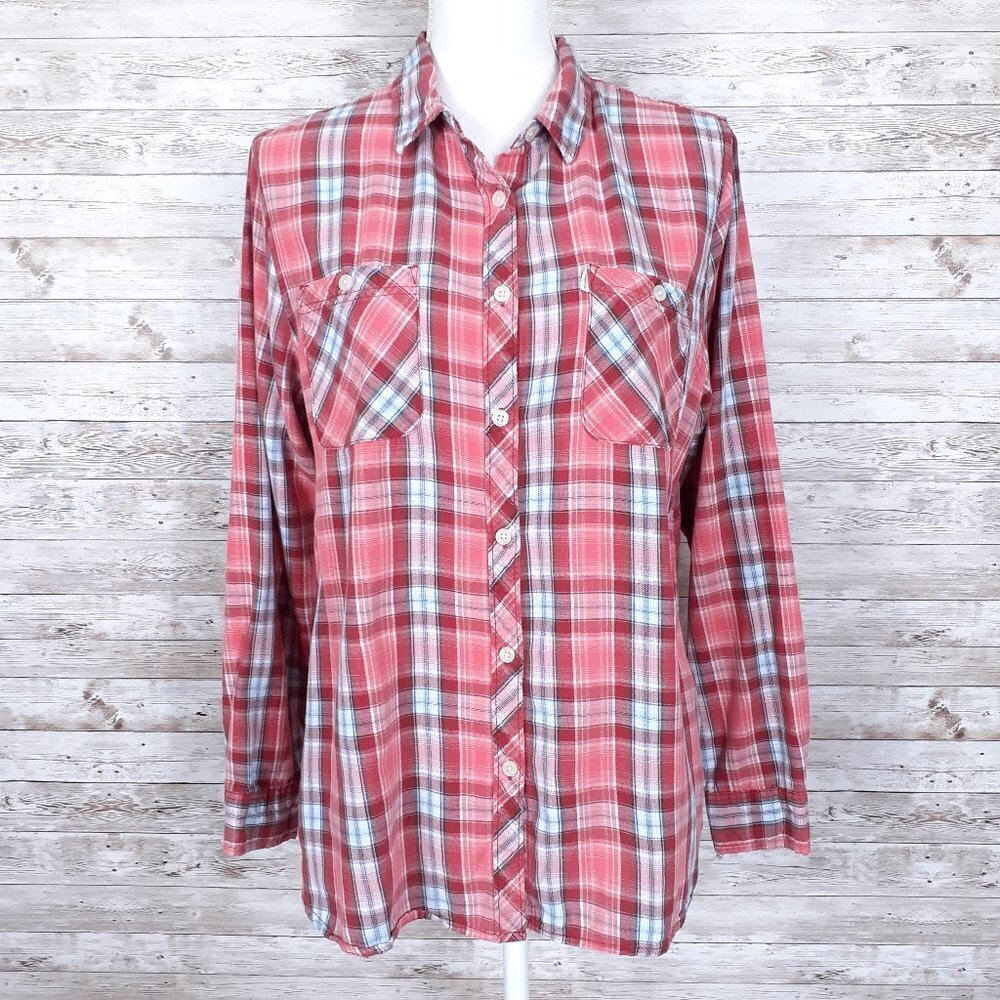Levis Womens Shirt L Button Down Plaid 688